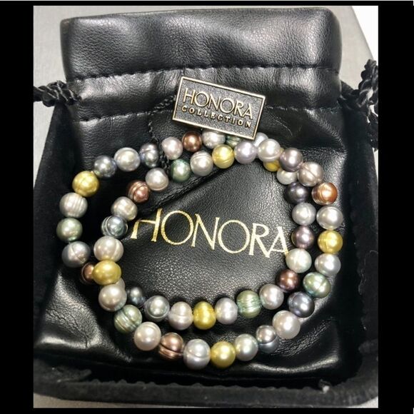 Honora (Two)Stretchy Pearl Bracelets Dark Multi Collection - Picture 2 of 5